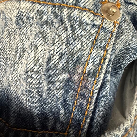 PRINCESS POLLY Sz 6 Trendy Asymmetric Straight Leg Lt Wash Oversized Denim Jeans - Picture 15 of 15